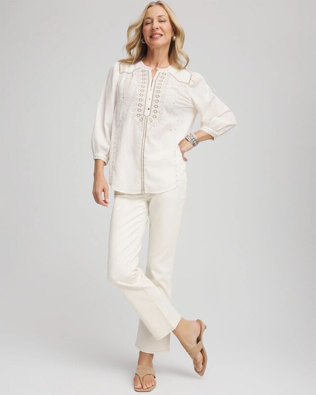 Embroidered Crinkle-Cotton Blouse - image 2